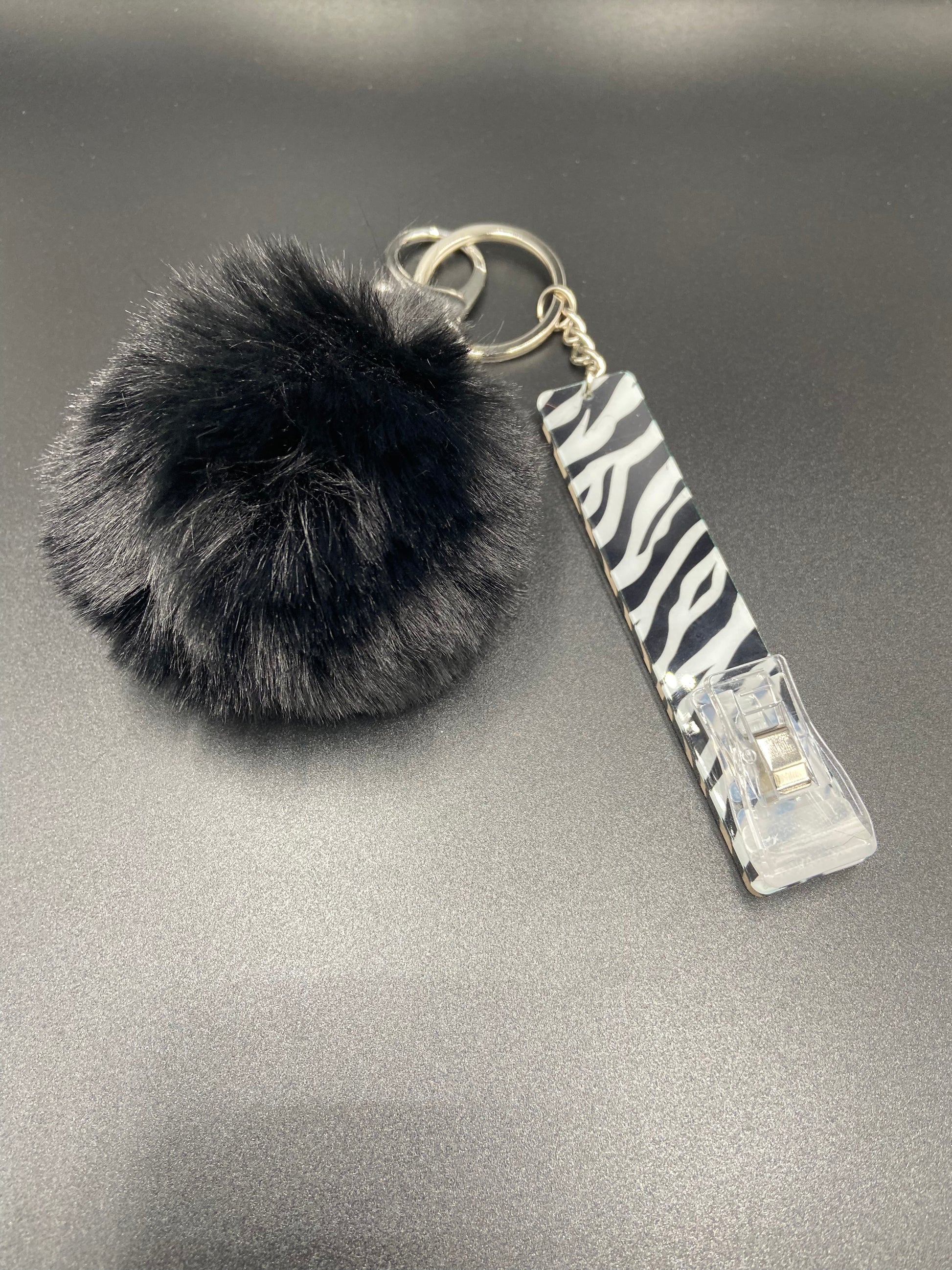 Black Zebra Print Keychain.