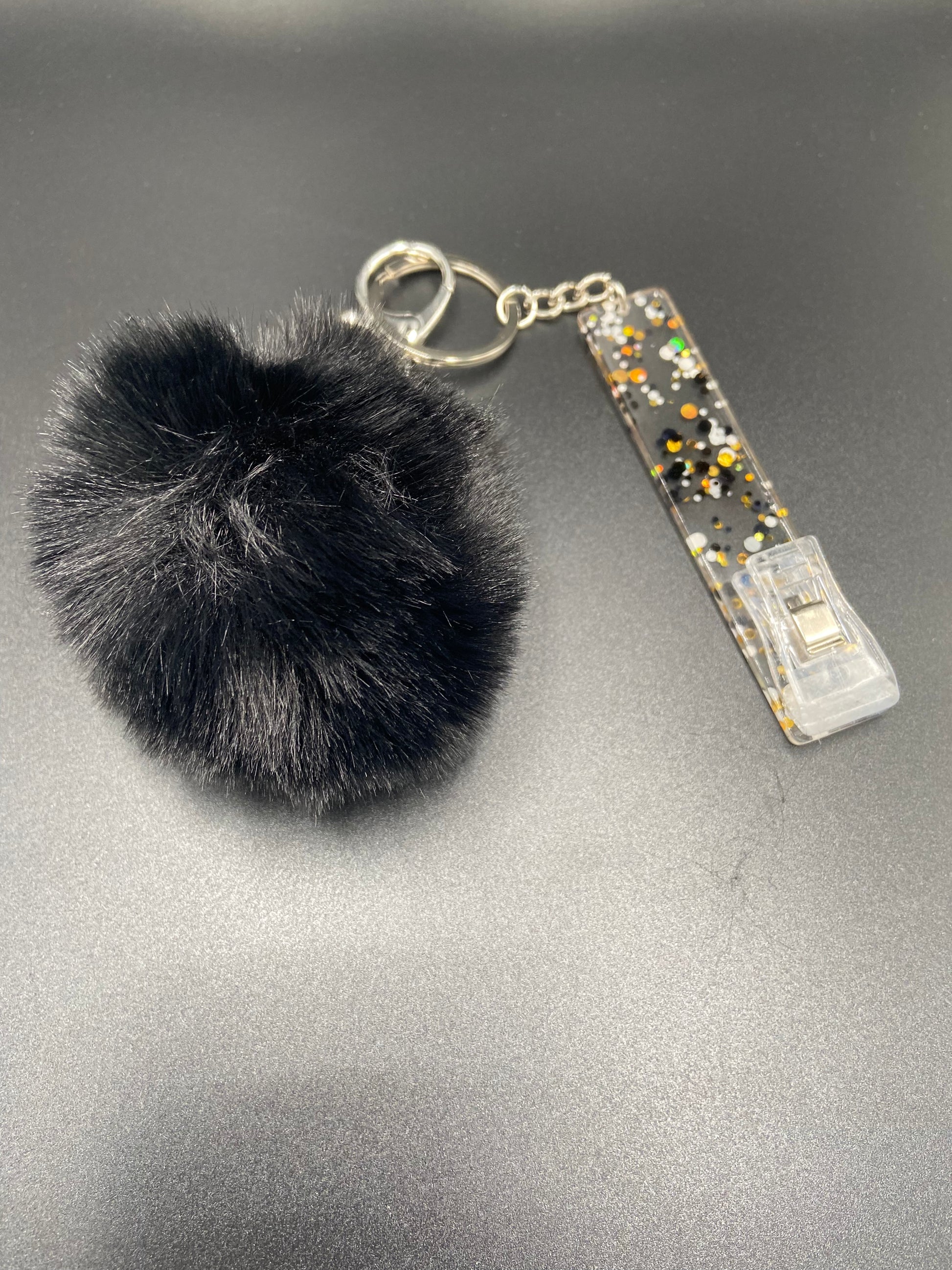 Black Glitter Keychain.