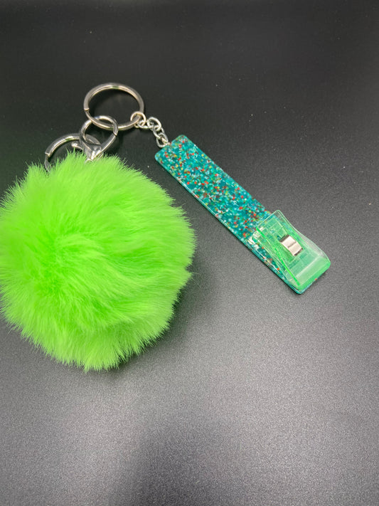 Green Glitter Keychain.