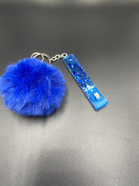 Blue Glitter Keychain.