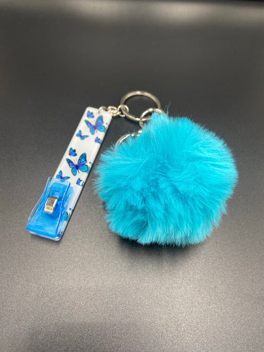 Blue butterfly Credit Card Keychain.